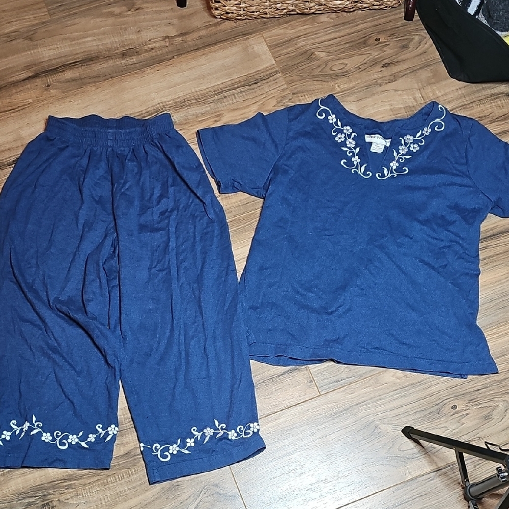 Blue Embroidered Vintage Set